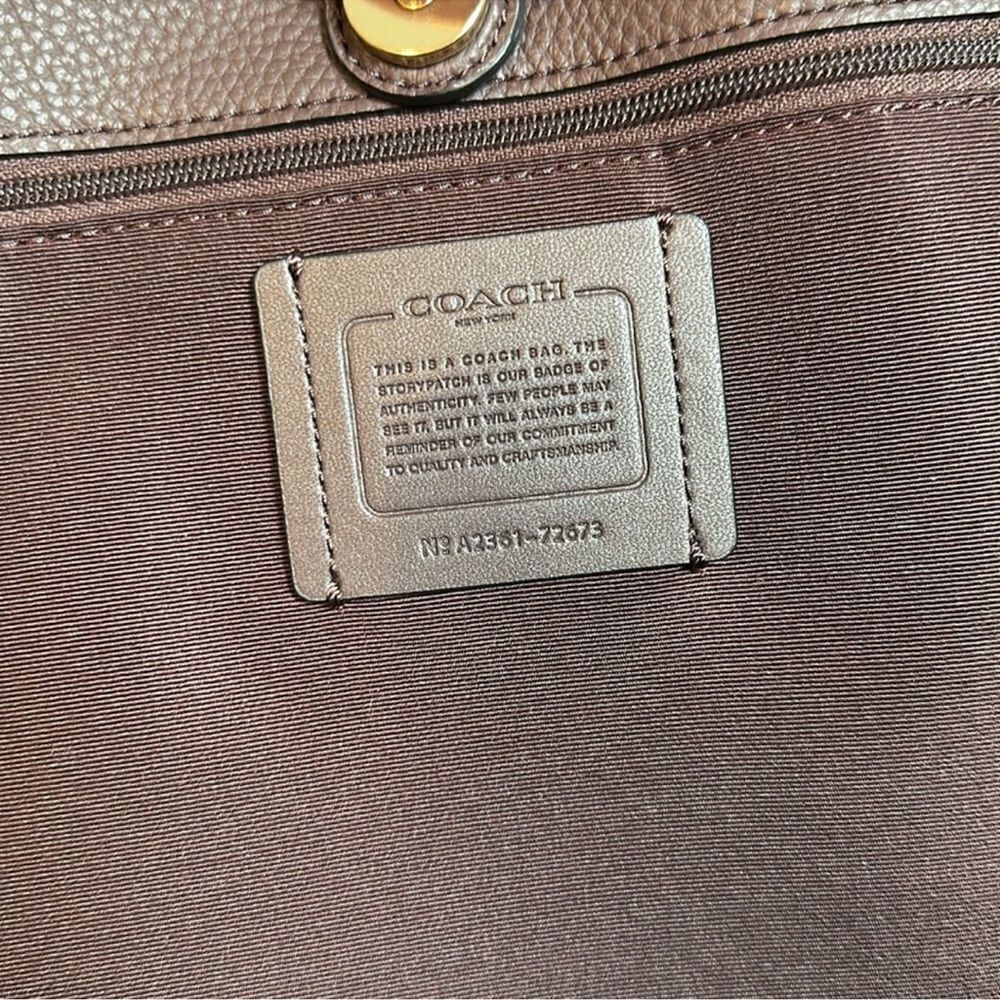 COACH Black Leather Gold Tone Logo Town Tote - Picture 9 of 13